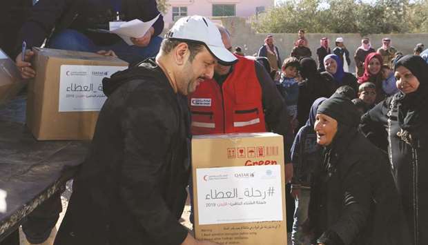 QRCS distributed food parcels and heaters to 234 needy families in Jurf Al-Darawish, a district of Tafilah Governorate, southern Jordan.