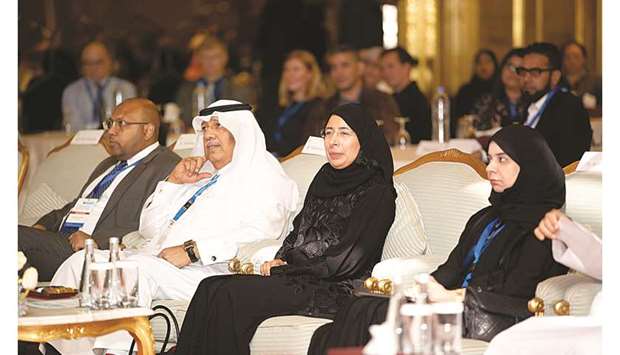 HE the Minister of Public Health Dr Hanan Mohamed al-Kuwari and other dignitaries at the fourth Annual Symposium for Community Mental Health Services hosted by Hamad Medical Corporation (HMC) on April 21, 2018.
