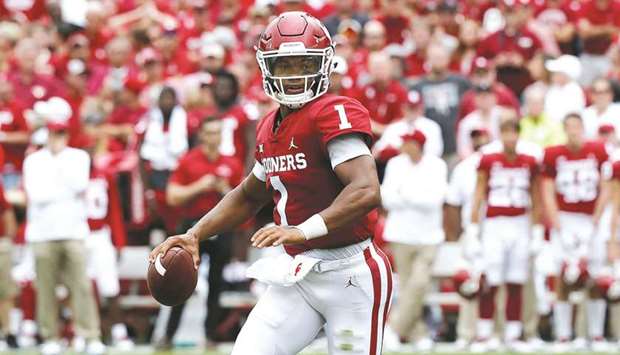 In this September 8, 2018, picture, Oklahoma quarterback Kyler Murray looks downfield for an open receiver against UCLA in Norman, Oklahoma. (TNS)