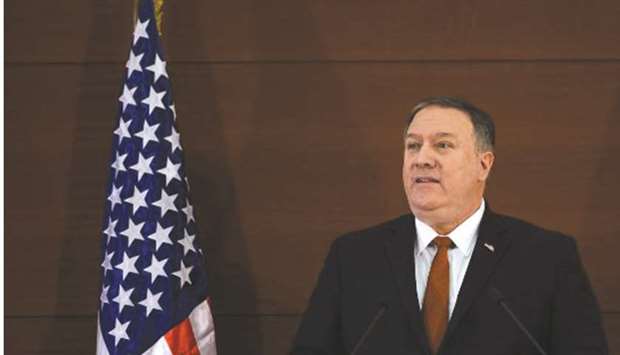 US Secretary of State Mike Pompeo speaks to students at the American University Cairo, in the eastern suburb of New Cairo, east of the capital on January 10, 2019.