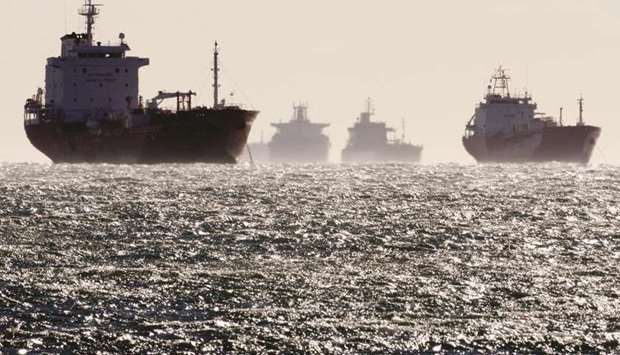 Oil and gas tankers sit anchored off the Fos-Lavera oil hub near Marseille, southeastern France (file). Investors are the most optimistic on oil in two months as the worst fears that roiled markets at the end of the year start to dissipate.