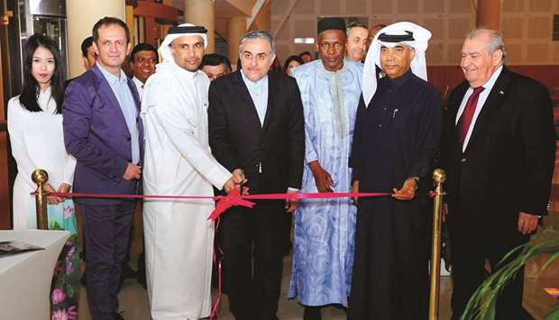 INAUGURATION: Mohamed Ali Sobhani, Ambassador of Iran, centre, along with Hamad Mohammed al-Zakeeba, Manager, Admin Culture and Arts at Ministry of Culture and Sports, third right, inaugurating the exhibition.  Photos by Ram Chand