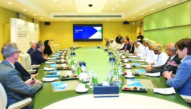 Officials of HBKU and the University of Nizwa during a meeting