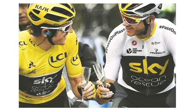 Team Skyu2019s Geraint Thomas (left) is the reigning Tour de France champion but Chris Froome said he wants a record fifth title in France. (Reuters)