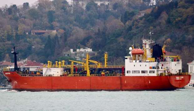 Tanzanian-flagged LPG tanker Maestro sails in the Bosphorus towards the Black Sea (file photo)