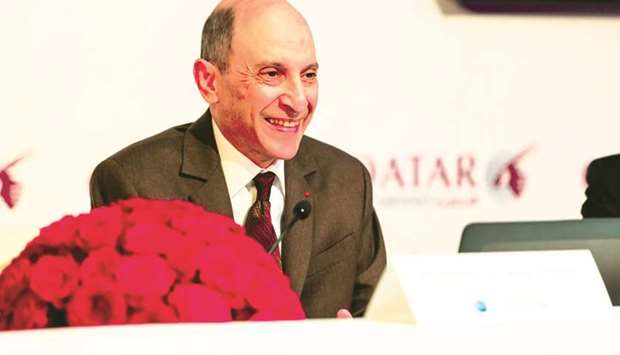 Qatar Airways Group chief executive, Akbar al-Baker, addressing a a press conference.