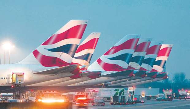 British Union flag logos are seen on the tail fins of passenger aircraft, operated by British Airways, at Heathrow Airport in London. Changes to the relationship between the UK and the EU, post-Brexit, could potentially have tremendous implications for all players in this key aviation market.