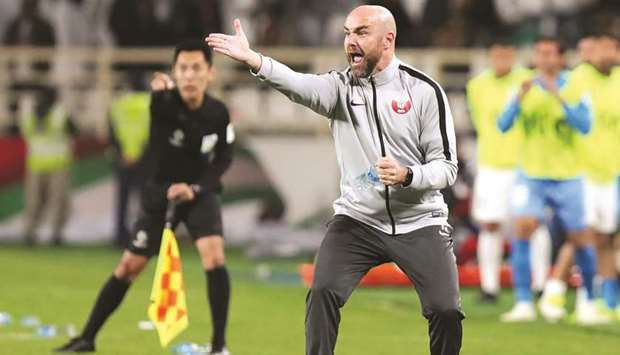 Qatar coach Felix Sanchez reacts during the match against Iraq on Tuesday. 