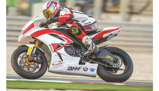 Saeed al-Sulaiti in action at Losail International Circuit yesterday.