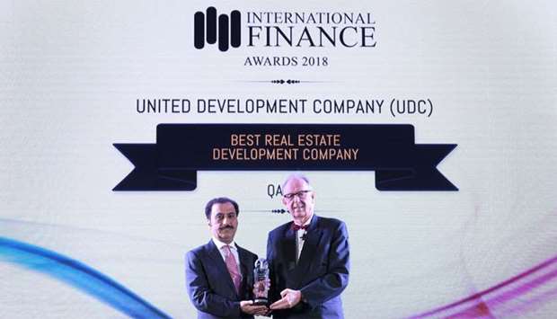 Abdulrahim al-Ibrahim, UDC executive director Commercial, receiving the award during a ceremony held in Bangkok on Friday.
