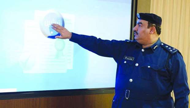 Brigadier Nasser Abdullah al-Mahmoud explains the features of the new service.rnrn