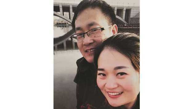 In this file picture, detained lawyer Wang Quanzhang and wife Li Wenzu in Wulian, in Chinau2019s eastern Shandong province.
