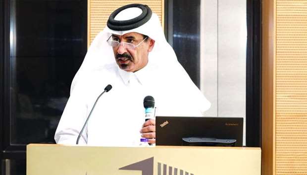 Al-Kuwari delivering a presentation in a seminar titled u2018Importance of Maximising the Private Sectoru2019s Role in Achieving Qataru2019s Sustainable Economic Development.u2019