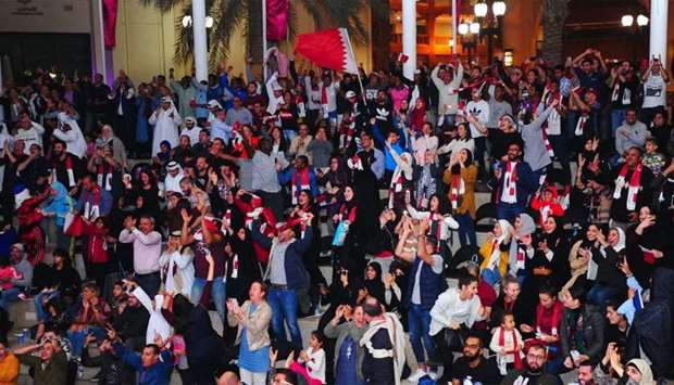 A jubilant crowd at The Pearl-Qatar. PICTURE: Ram Chandrnrn
