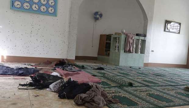 Belongings are seen inside a mosque in Zamboanga city on the southern island of Mindanao after a grenade attack