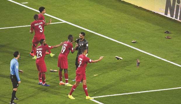 UAE fans threw shoes and water bottles among other things at Qatari players during the formeru2019s 0-4 loss in the AFC Asian Cup semi-final on Tuesday.