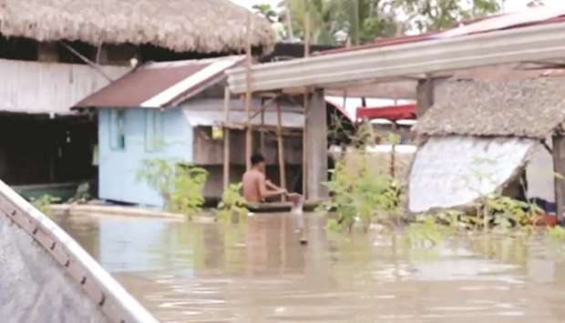 Flooding is seen in Bato, Camarines Sur, in this still image taken from video obtained from social media, yesterday.