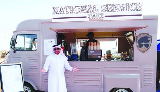 Hussain Albuhaliqa showcases his coffeeshop at u2018Kaffeinated 3u2019, being held at the Katara Esplanade. PICTURES: Ram Chand.