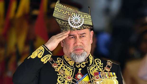 The 15th king of Malaysia, Sultan Muhammad V, saluting a royal guard of honour during the opening ceremony of the parliament in Kuala Lumpur. File photo: July 17, 2018