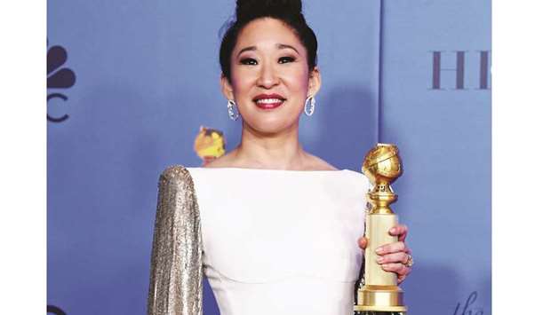 WINNER: Sandra Oh poses in the press room during the 76th Annual Golden Globe Awards at The Beverly Hilton Hotel.