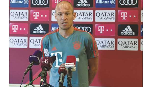 Bayern Munichu2019s Dutch forward Arjen robben speaks at a press conference during their winter training camp at the Aspire Academy in Doha yesterday.