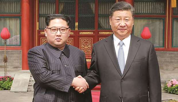 Kim Jong-un with Xi Jinping in one of his earlier visits to China.