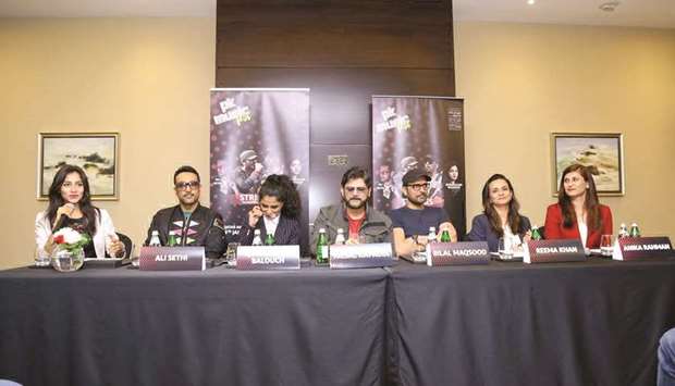 REARING TO GO: Second from left, Ali Sethi, Quratulain Balouch, Faisal Kapadia, and Bilal Maqsood with the organisers at the press conference held yesterday. Photos by Jayan Orma