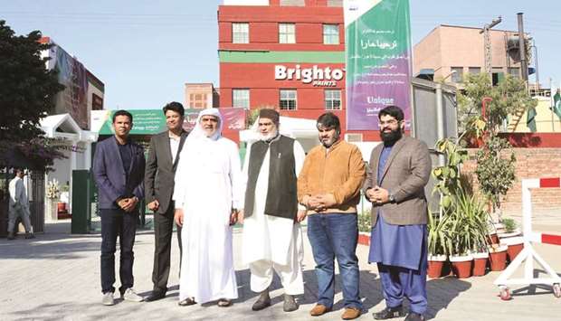 OFFICIALS: Unique Trading Company Chairman Abdul Rahman Mohammed M al-Muftah along with the Chairman of Brighto Paints Khawaja Ijaz Ahmed Sika and Unique Trading Company General Manager Imran Rafique after the press conference at Brighto Paints Factory in Lahore.