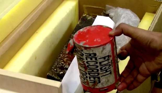 A flight recorder, also known as a black box, purportedly recovered from the crashed Ukrainian airliner, Boeing 737-800, is seen in this still image taken from a video, in Teheran, Iran on January 10