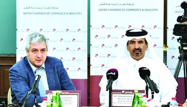Al-Kuwari and Ozdogan during a meeting in Doha Monday. u201cQatar enjoys a huge potential, and it is a leading and attractive investment destination,u201d Ozdogan said.