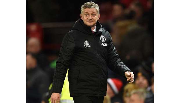 Manchester Unitedu2019s Norwegian manager Ole Gunnar Solskjaer gesture at the end of the English Premier League match against Norwich City at Old Trafford in Manchester, north west England, on January 11. (AFP)