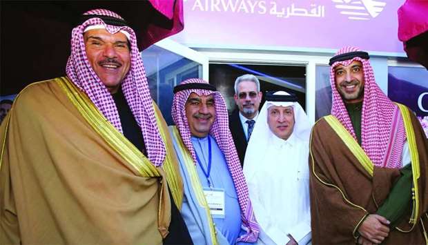 HE al-Baker with Kuwaiti dignitaries on the opening day of the Kuwait Aviation Show