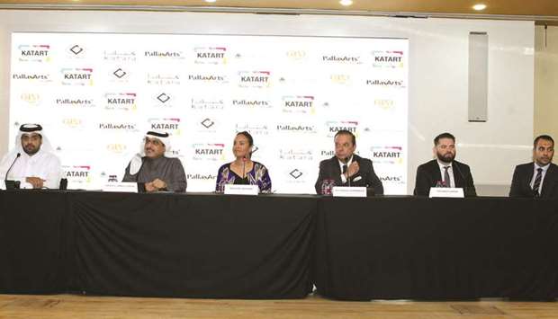 Officials announcing the Katara Global Art Fair yesterday.