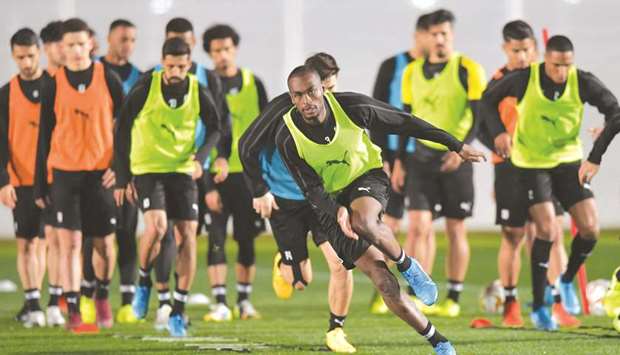 Al Sadd players take part in a training session ahead of their Qatar Cup final against Al Duhail. PICTURE: Noushad Thekkayil