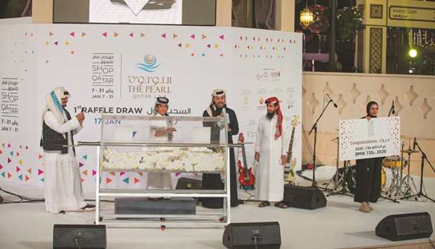 The raffle draw being conducted at The Pearl-Qatar.