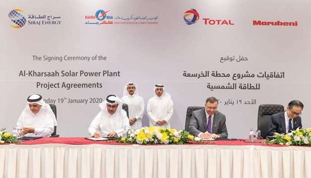 HE the Prime Minister and Interior Minister Sheikh Abdullah bin Nasser bin Khalifa al-Thani and  HE Saad Sherida Al-Kaabi, the Minister of State for Energy Affairs and the President and CEO of Qatar Petroleum witness signing of the agreements.