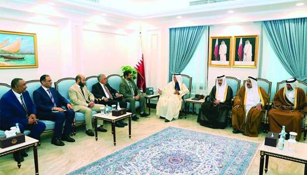HE Ahmed bin Abdullah bin Zaid al-Mahmoud along with other Shura Council members hold talks with the Libyan parliamentary delegation.