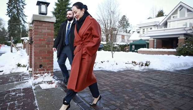 Huawei Technologies Chief Financial Officer Meng Wanzhou leaves her house on her way to a court appearance on January 17 in Vancouver, Canada