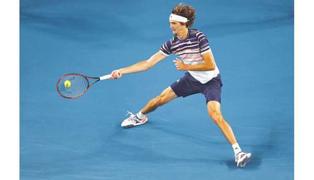 Germanyu2019s Alexander Zverev in action during his first-round Australian Open match against Italyu2019s Marco Cecchinato in Melbourne yesterday. (Reuters)