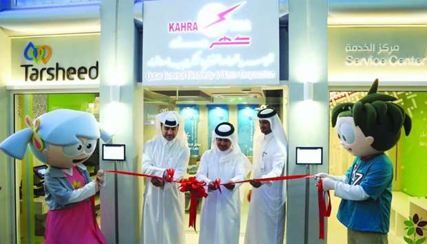 Mohamed Ali al-Muhannadi and Khaled Ali al-Mawlawi opening the Kahramaa pavilion at KidZania Doha. PICTURES: Anas Khalid.