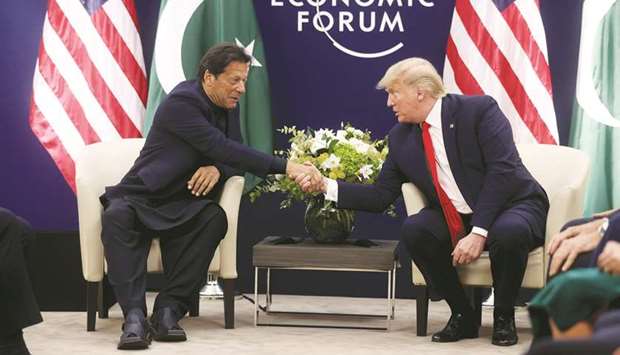 Prime Minister Khan with Trump during a meeting yesterday at the 50th World Economic Forum (WEF) annual meeting in Davos.