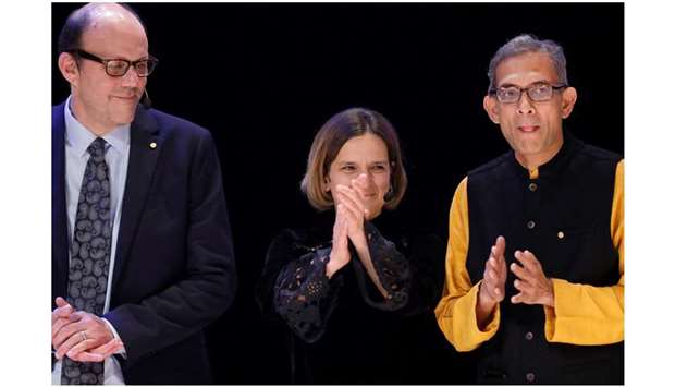 HONOURED: From left, laureates Michael Kremer, Esther Duflo and Abhijit Banerjee.