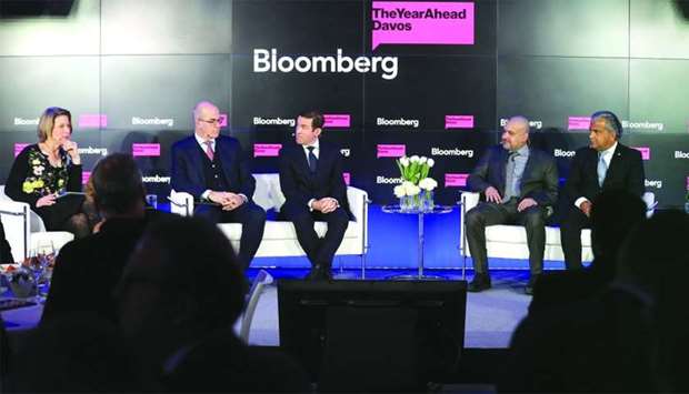 Al-Jaida with other panellists at a WEF panel session in Davos.rnrn