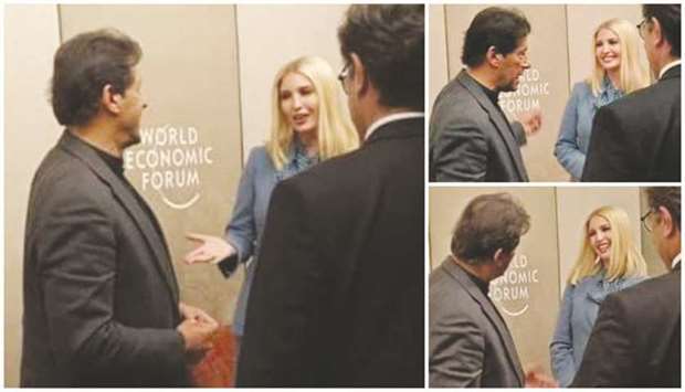 Prime Minister Imran Khan with Ivanka Trump in Davos, Switzerland, yesterday on the sidelines of the World Economic Forum.