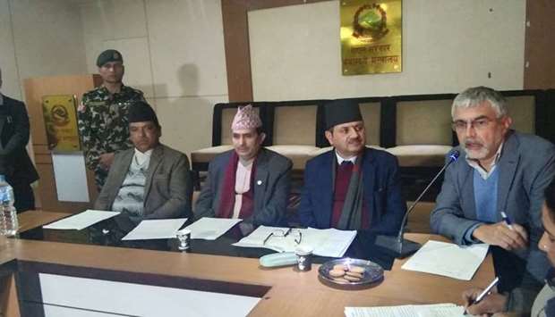 Nepal Ministry for Health and Population holds a press conference . Photo courtesy: Khabarhub