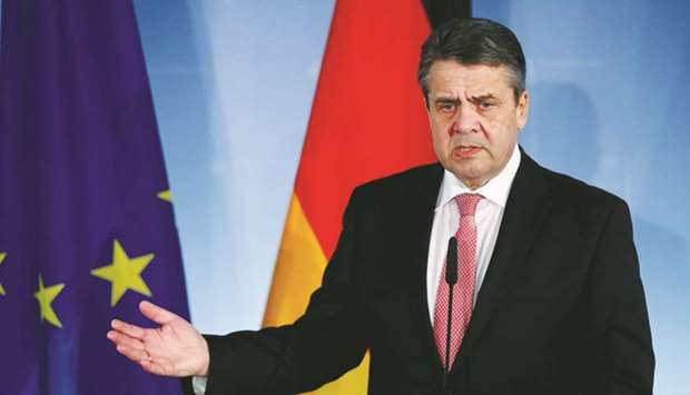 German Foreign Minister Sigmar Gabriel gestures after a meeting in Berlin. Gabriel, who held senior roles in Chancellor Angela Merkelu2019s cabinet for nine years and led the Social Democratic Party from 2009 to 2017, will stand for election by shareholders at the next annual general meeting, Deutsche Bank said on Friday.
