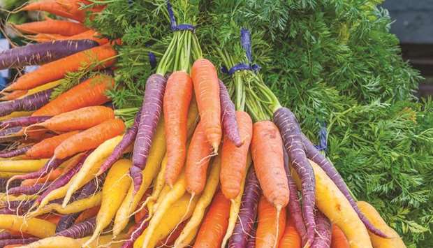 Carrots are not always orange. They also come in white, purple, yellow and red hues.