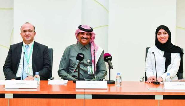 Sidra Medicine officials at the press conference. PICTURE: Noushad Thekkayil