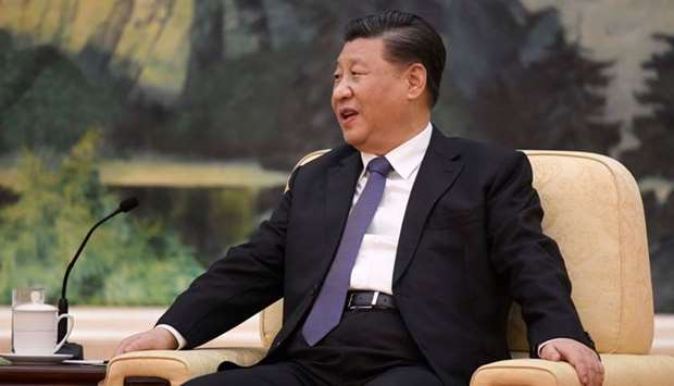 Chinese President Xi jinping speaks during a meeting with Tedros Adhanom, director general of the World Health Organization, at the Great Hall of the People in Beijing