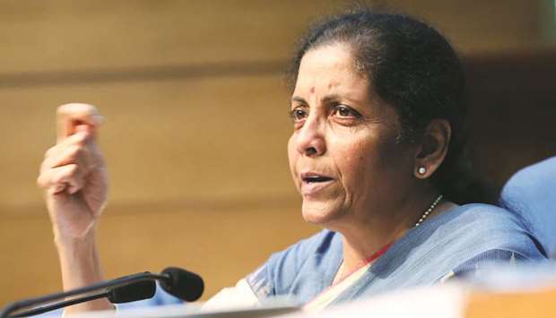 (File photo) India Finance Minister Nirmala Sitharaman.